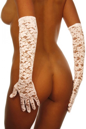 Pair of long gloves entirely in lace