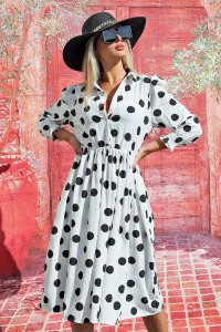 White dress with black polka dots