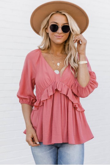 Pink top with ruffles
