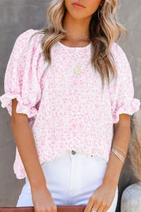 Pink floral print floral top