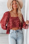 Red cropped blouse