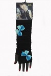 Pair of black mittens with colored bow