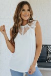 Flowing white lace tank top