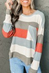 Red striped rib knit sweater