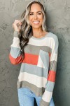 Red striped rib knit sweater