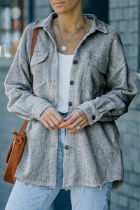 Gray Textured Shirt Jacket