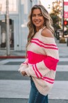 Pink striped knit sweater