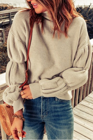 Khaki rib knit sweater