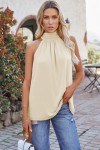 Apricot High Neck Tied Tank Top