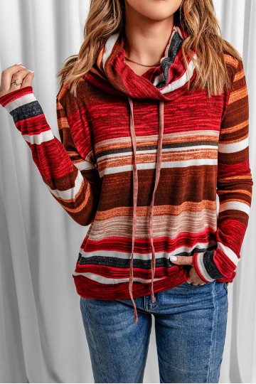 Multicolored striped sweater with blessed collar