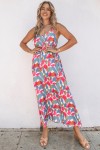 Multicolored long dress with abstract print