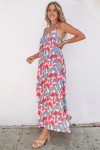 Multicolored long dress with abstract print