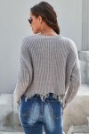 White Tainted Love Cotton Distressed Sweater