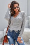 White Tainted Love Cotton Distressed Sweater