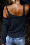 Dark Blue Dew Shoulder Juliette Knitted Sweater