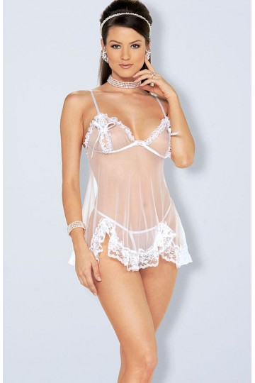 Babydoll and thong set with thin straps