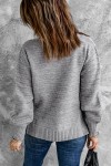Loose gray V-neck sweater