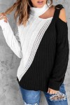 Black Off Shoulder Turtleneck Sweater