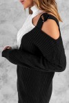 Black Off Shoulder Turtleneck Sweater
