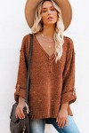 Brown Drop Shoulder Knit Sweater
