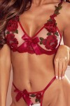 Red lingerie set with floral pattern