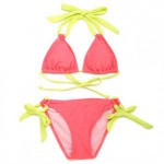 Pink and yellow triangle swimsuit