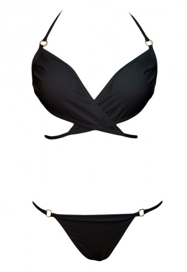 Black crossover 2-piece swimsuit