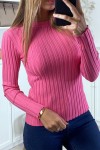 Very soft ribbed sweater with high neck