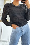 Black jacquard sweater