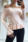 Pink ruffled jumper in a soft stretchy material