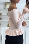Pink ruffled jumper in a soft stretchy material