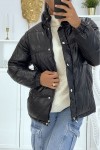 Black Vitamin Color Belted Chunky Mid-Length Puffer Jacket