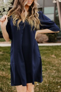 shift dress with ruffled sleeves