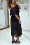 Bohemian style black openwork long dress