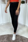 Black high waisted slim jeans with side stripes