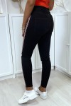Black high waisted slim jeans with side stripes