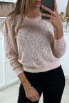 Pink gold thread jacquard sweater