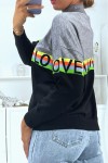 Gray high neck sweater with LOVE inscription