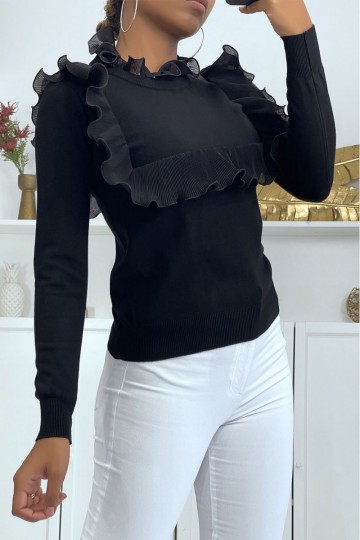 Black ruffle front and back jumper