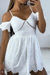 Little openwork white dress with drop sleeves