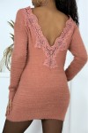 Vestido jersey fucsia ajustado espalda descubierta mujer