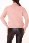 PINK HIGH NECK SWEATER WITH CHAIN ON THE COLLAR