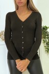 Brown cardigan in very stretchy and very soft knit.