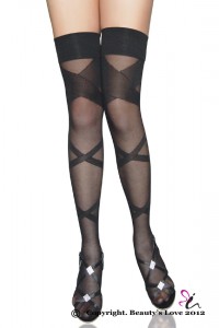 Crossed stripe voile stockings