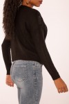 Black jumper with lace insert and basic fit.