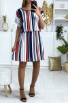 Women's striped tunic dress with navy red