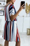 Women's striped tunic dress with navy red