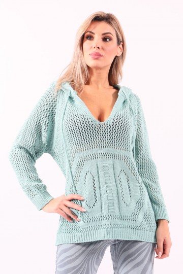 Pull  turquoise en maille