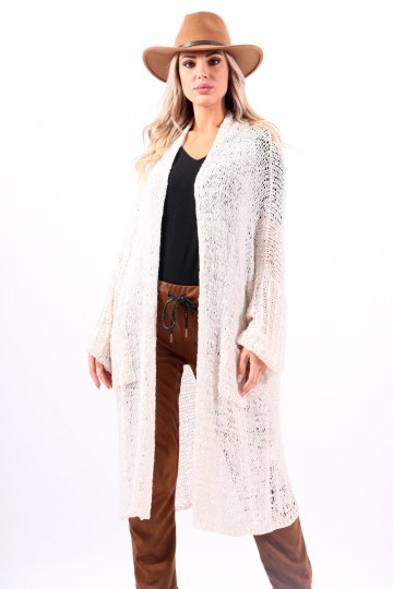 Long beige cardigan