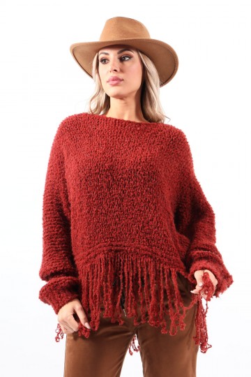 Rust Fringed Sweater